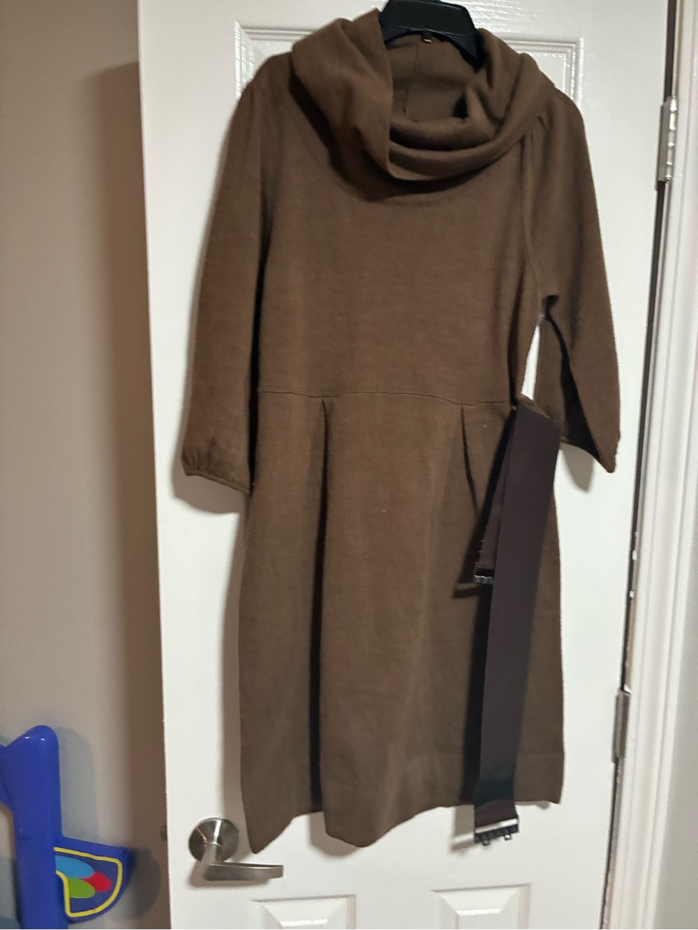 a.n.a Brown Cowl Neck Knit Dress